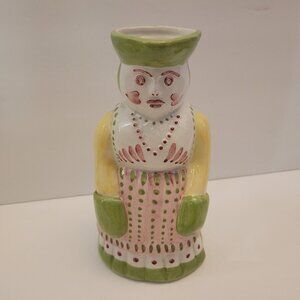 Vintage Ceramic Meiselman Jug Pitcher Lady Design Hand-Painted Pastel Colors Tal